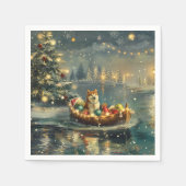 Akita Kerst Feestelijke reis Servet (Voorkant)