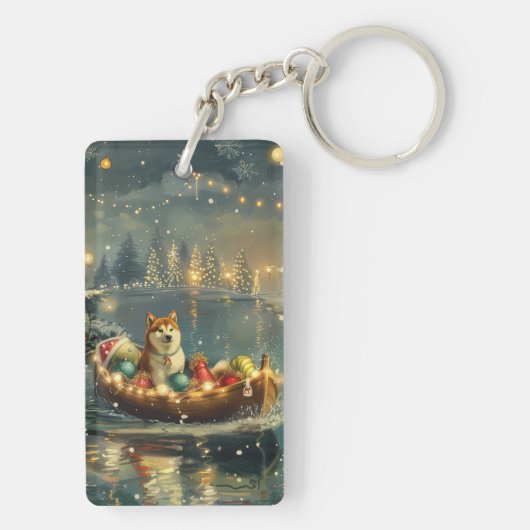 Akita Kerst Feestelijke reis Sleutelhanger (achterkant)