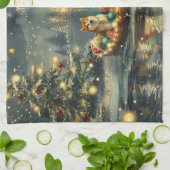 Akita Kerst Feestelijke reis Theedoek (Gevouwen)