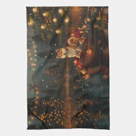 Akita Kerst Feestelijke reis Theedoek (Verticaal)