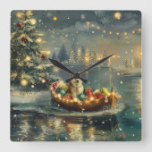 Akita Kerst Feestelijke reis Vierkante Klok (Voorkant)