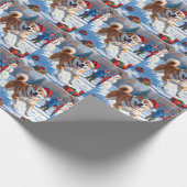 Akita Kerst Feestelijke Sneeuwscène Cadeaupapier (Hoek)