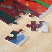 Akita Kerst Feestelijke Sneeuwscène Legpuzzel (Zijkant)