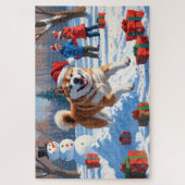 Akita Kerst Feestelijke Sneeuwscène Legpuzzel (Verticaal)
