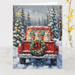 Akita Kerst Rode Truck Vakantie Kaart