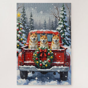 Akita Kerst Rode Truck Vakantie Legpuzzel