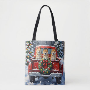 Akita Kerst Rode Truck Vakantie Tote Bag