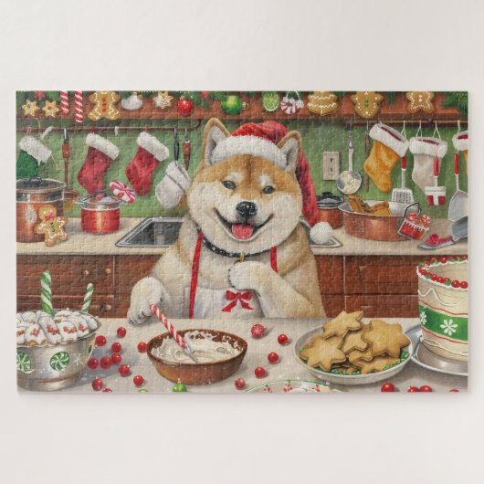 Akita Kerstbakfeest: Festieve Kerst Legpuzzel (Horizontaal)