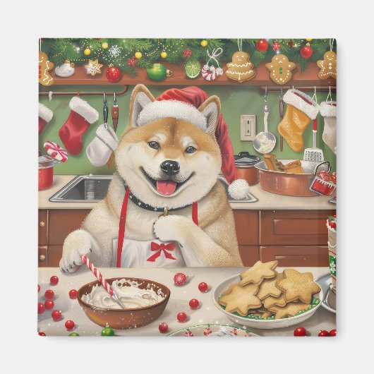 Akita Kerstbakfeest: Festieve Kerstmis Magneet (Voorkant)