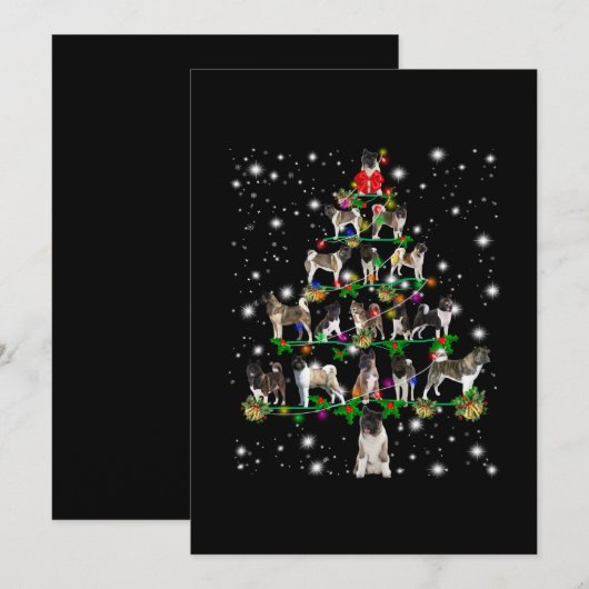 Akita kerstboom bedekt door Flashli Bedankkaart (Voorkant / Achterkant)