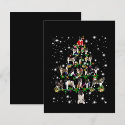 Akita kerstboom bedekt door Flashli Bedankkaart (Voorkant / Achterkant)