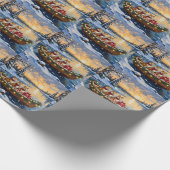 Akita Kerstboot Vakantie Cadeaupapier (Hoek)