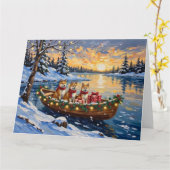 Akita Kerstboot Vakantie Kaart (Gele Bloem)