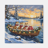 Akita Kerstboot Vakantie Magneet (Voorkant)