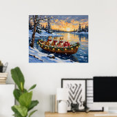 Akita Kerstboot Vakantie Poster (Thuiskantoor)