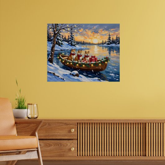 Akita Kerstboot Vakantie Poster (Woonkamer 2)