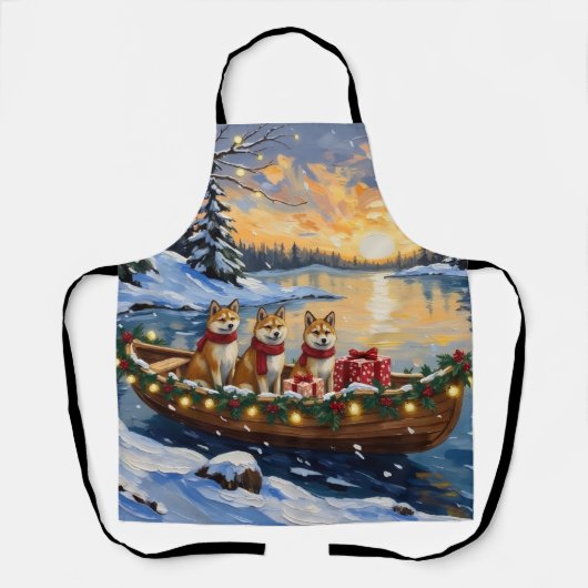 Akita Kerstboot Vakantie Schort (Voorkant)