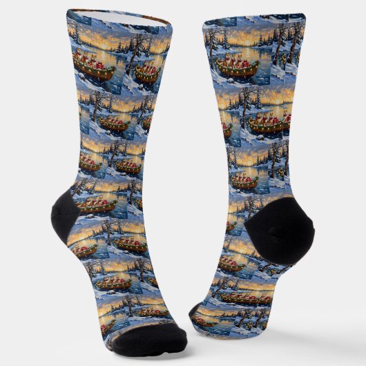 Akita Kerstboot Vakantie Sokken (Gebogen)