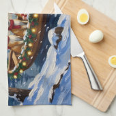 Akita Kerstboot Vakantie Theedoek (Quarter Fold)