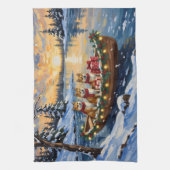 Akita Kerstboot Vakantie Theedoek (Verticaal)