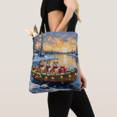 Akita Kerstboot Vakantie Tote Bag (Dichtbij)