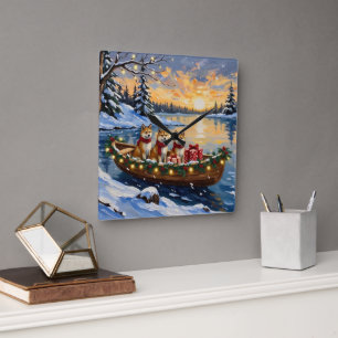 Akita Kerstboot Vakantie Vierkante Klok