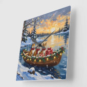 Akita Kerstboot Vakantie Vierkante Klok (Hoek)