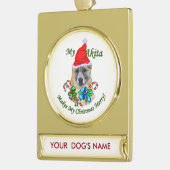 Akita kerstcadeaus gepersonaliseerd verguld banner ornament (Links)