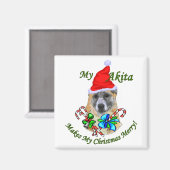 Akita kerstcadeaus magneet (Voorkant / Achterkant)