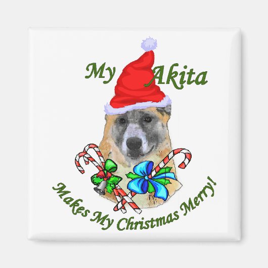 Akita kerstcadeaus magneet (Voorkant)
