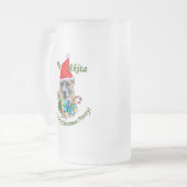 Akita kerstcadeaus matglas bierpul (Voorkant links)