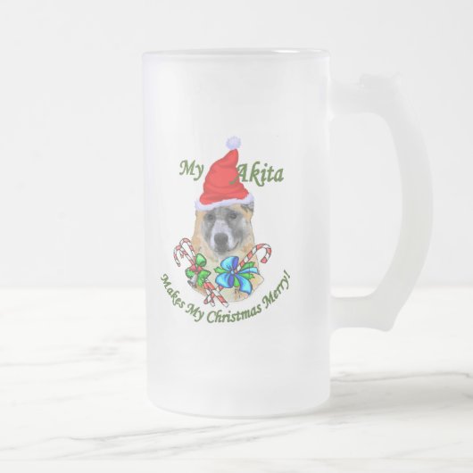 Akita kerstcadeaus matglas bierpul (Rechts)