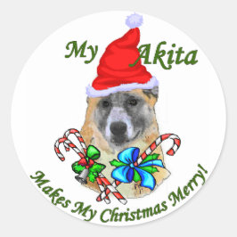 Akita kerstcadeaus ronde sticker