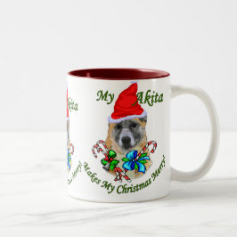 Akita kerstcadeaus tweekleurige koffiemok