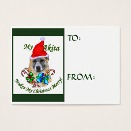 Akita kerstcadeautentags visitekaartjes