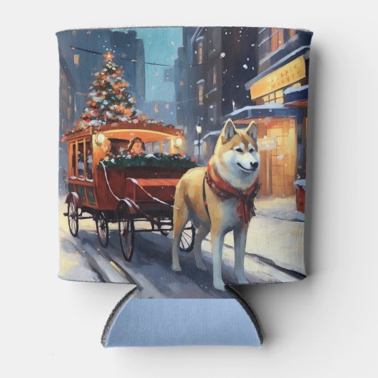 Akita Kerstfeest Seizoen Blikjeskoeler (Voorkant)