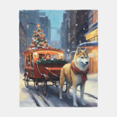 Akita Kerstfeest Seizoen Fleece Deken (Voorkant)