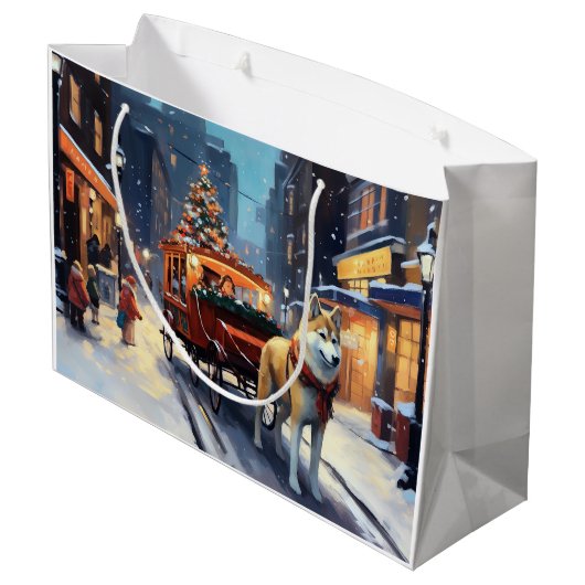 Akita Kerstfeest Seizoen Groot Cadeauzakje (Achterkant Gekanteld)