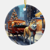 Akita Kerstfeest Seizoen Keramisch Ornament (Voorkant)