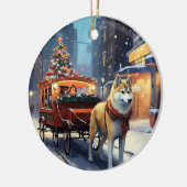 Akita Kerstfeest Seizoen Keramisch Ornament (Links)