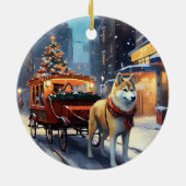 Akita Kerstfeest Seizoen Keramisch Ornament (Achterkant)