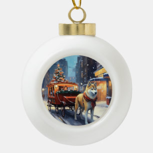 Akita Kerstfeest Seizoen Keramische Bal Ornament