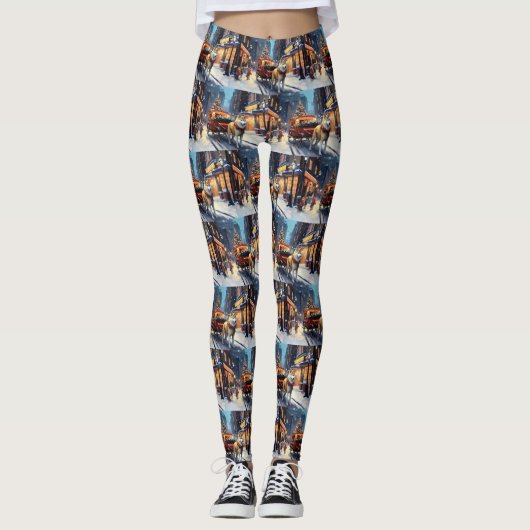 Akita Kerstfeest Seizoen Leggings (Voorkant)