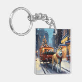 Akita Kerstfeest Seizoen Sleutelhanger (Voorkant Links)