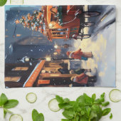 Akita Kerstfeest Seizoen Theedoek (Gevouwen)