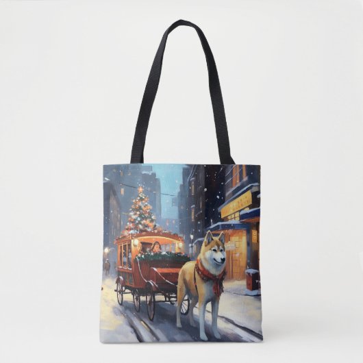 Akita Kerstfeest Seizoen Tote Bag (Voorkant)