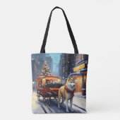 Akita Kerstfeest Seizoen Tote Bag (Achterkant)