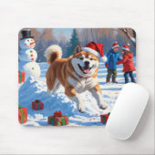 Akita Kerstfeest Sneeuwscène  Muismat (Met muis)