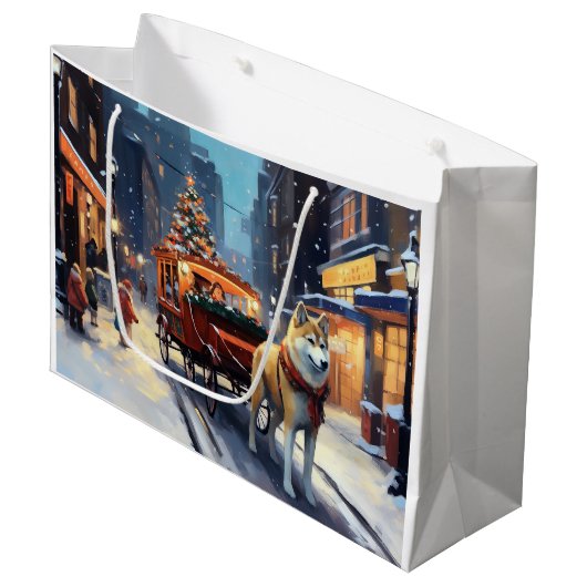 Akita Kerstfeestseizoen Groot Cadeauzakje (Voorkant Gekanteld)