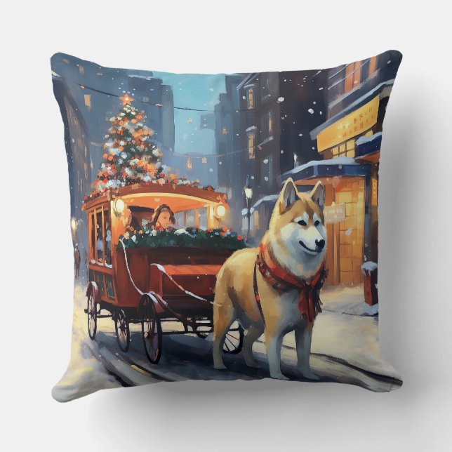 Akita Kerstfeestseizoen Kussen (Achterkant)